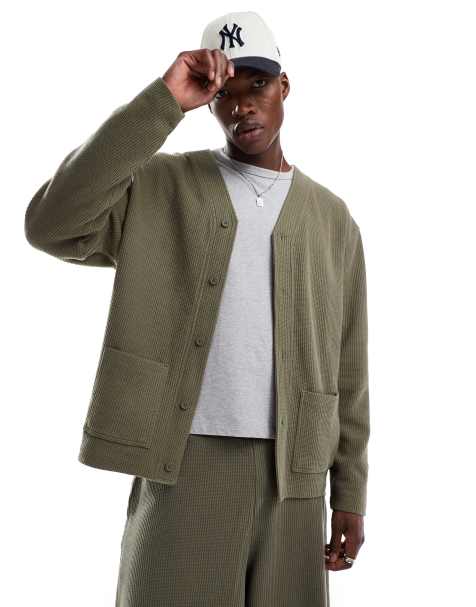 ASOS DESIGN - Cardigan oversize in jersey kaki - view 1
