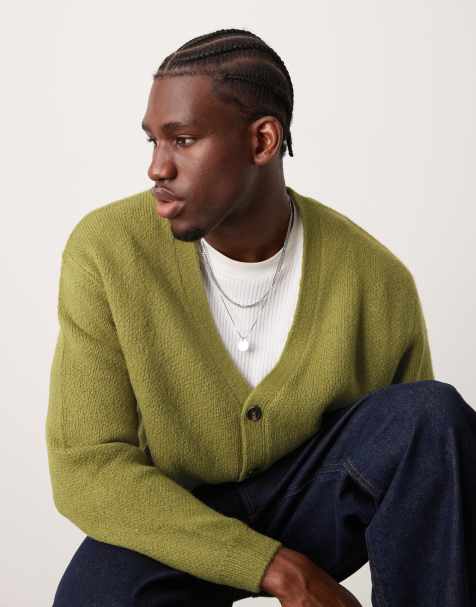 ASOS DESIGN - Cardigan oversize kaki in maglia spazzolata - view 1
