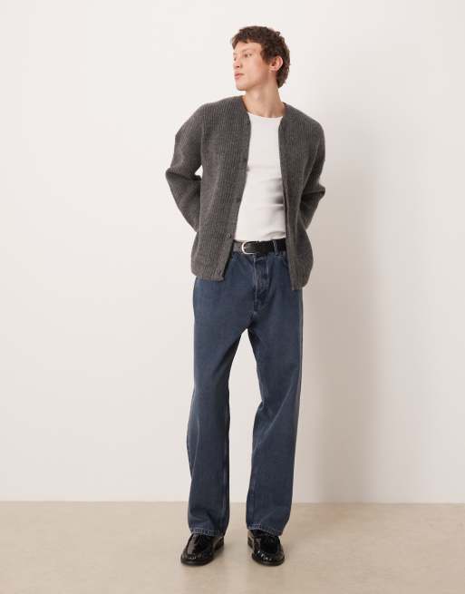 ASOS DESIGN - Cardigan oversize lavorato a coste grigio, 2 di 5