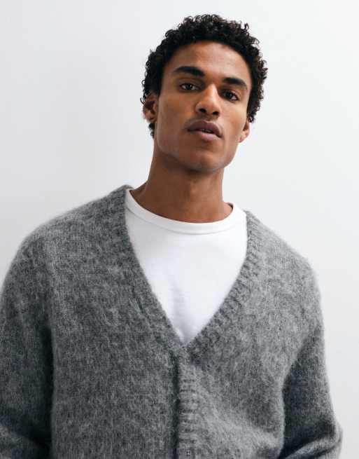 ASOS DESIGN cardigan oversize lavorato a maglia in mohair grigio, 3 di 9