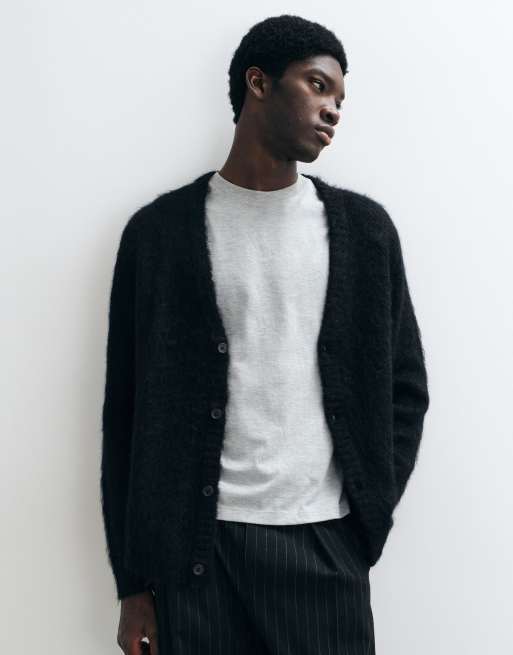 ASOS DESIGN cardigan premium oversize lavorato a maglia in mohair nero, 2 di 5