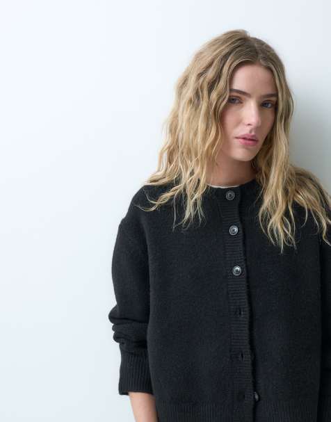 ASOS DESIGN cardigan relaxed con dettaglio spacco laterale nero - view 1