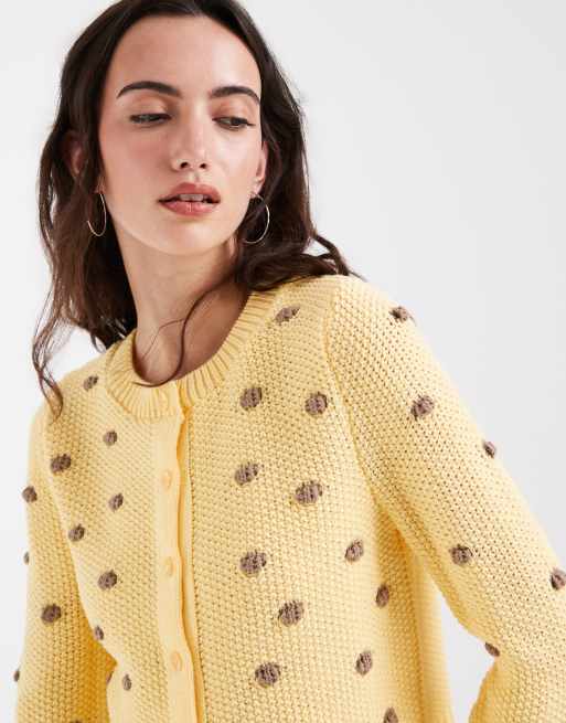 ASOS DESIGN - Cardigan ristretto in maglia color latticello a pois, 2 di 4