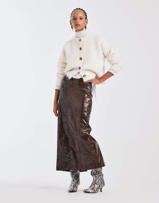 ASOS DESIGN - Cardigan spesso in lana d'alpaca premium color crema, 3 di 4