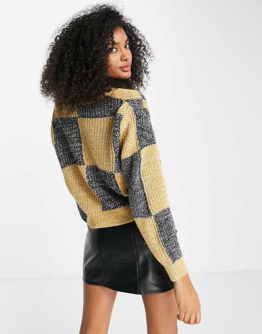 ASOS DESIGN - Cardigan spesso taglio corto con motivo a quadri, 3 di 4