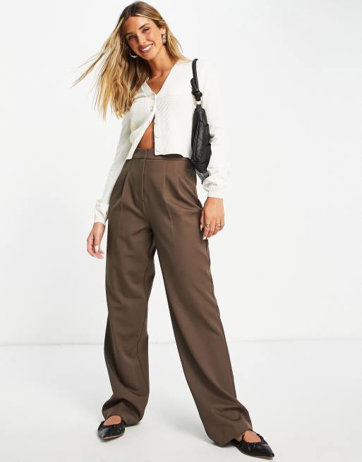 ASOS DESIGN - Cardigan squadrato a corsetto, color crema, a coste
