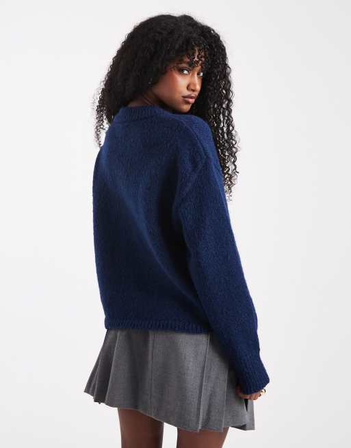 ASOS DESIGN - Cardigan squadrato oversize blu navy con tasche, 4 di 4