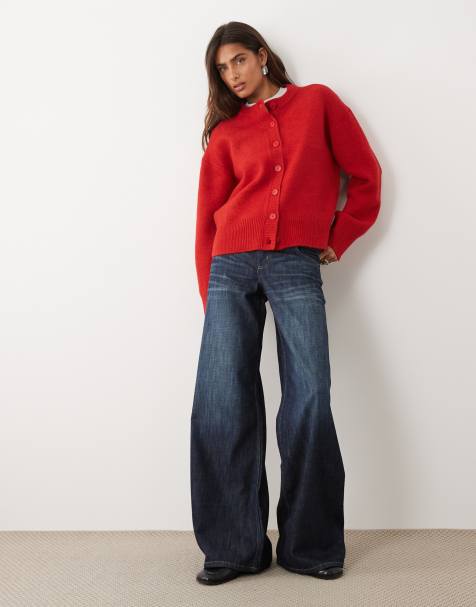 ASOS DESIGN - Cardigan squadrato rosso con spacchi laterali - view 1