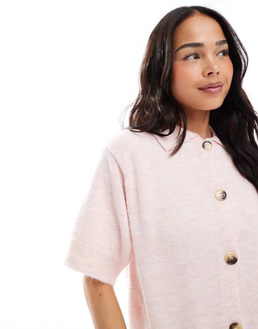 Asos Design Camicia Maniche Corte Rosa ASOS DESIGN Vestito Camicia