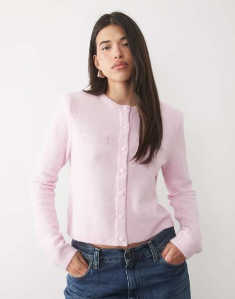 ASOS DESIGN cardigan strutturato boxy con spalline imbottite rosa - view 1