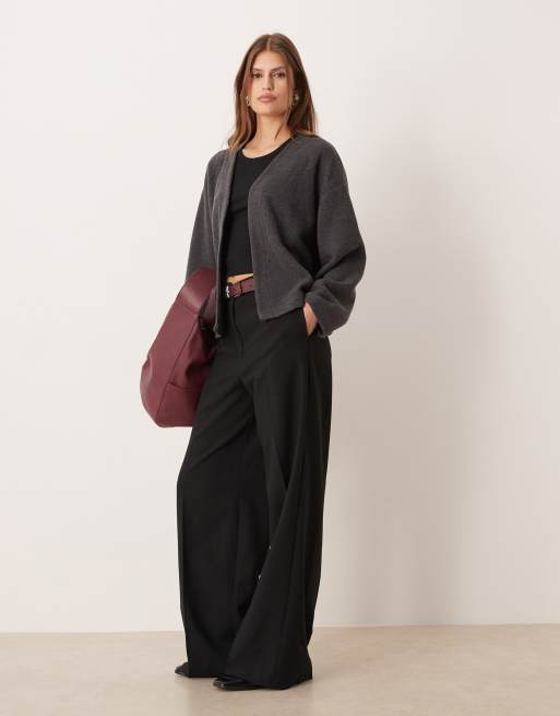ASOS DESIGN - Cardigan super soffice antracite fil-à-fil in coordinato, 2 di 4