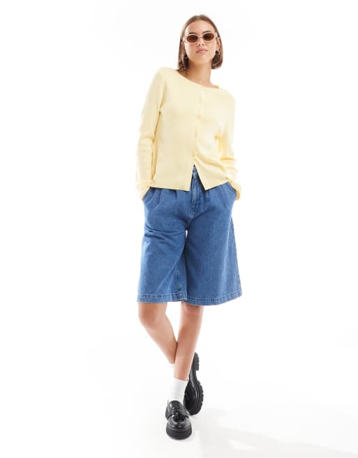 ASOS DESIGN - Cardigan taglio lungo giallo limone