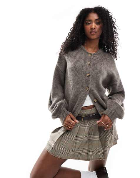 ASOS DESIGN - Cardigan taglio lungo girocollo moka - view 1