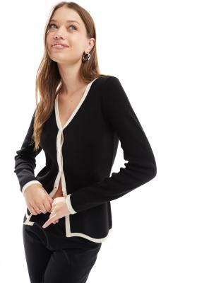 ASOS DESIGN - Cardigan taglio lungo nero in maglia con scollo a V