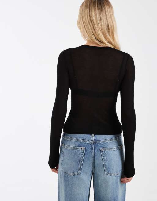ASOS DESIGN - cárdigan transparente de segunda piel en negro, 4 de 4