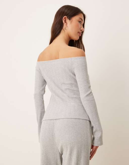 ASOS DESIGN - Cardigan ultra morbido a coste con scollo Bardot, 3 di 4