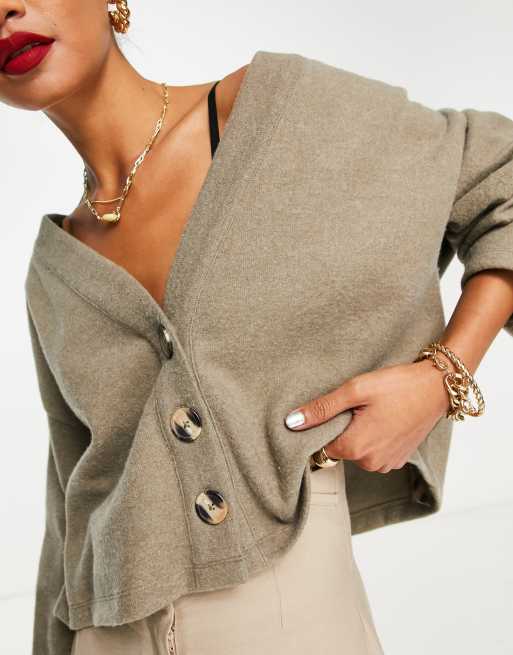 ASOS DESIGN - Cardigan ultra morbido color tortora mélange 