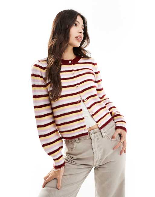ASOS DESIGN - Cardigan vestibilità classica in maglia a righe multicolore