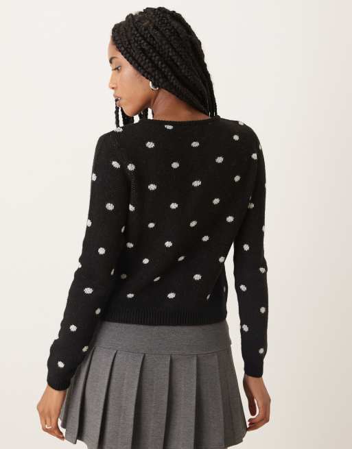ASOS DESIGN - Cardigan vestibilità classica monocromatico a pois, 3 di 4