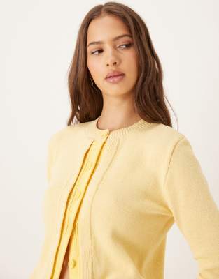 Asos Design Cardigan With Double Placket Detail In Yellow