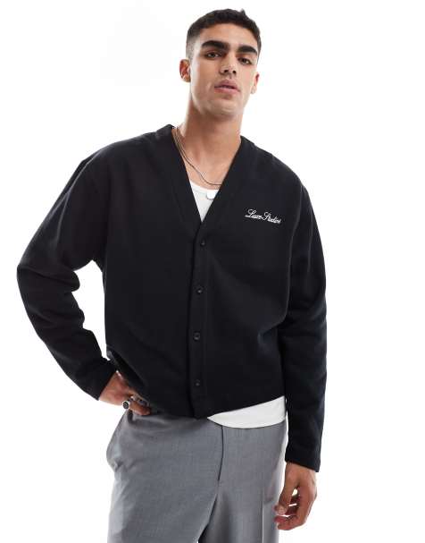 ASOS DESIGN cardigan with luxe studios chest print in black - view 1