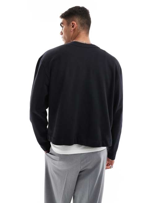 ASOS DESIGN cardigan with luxe studios chest print in black
