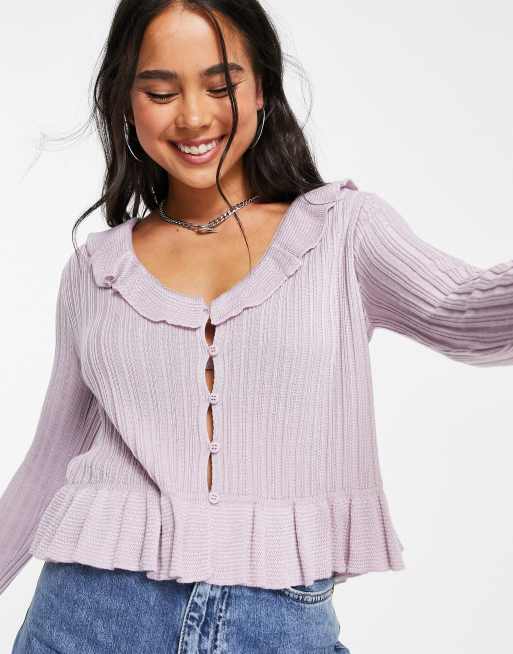 Ruffle sleeve cardigan sale