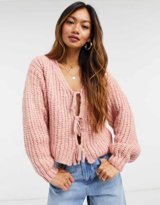 ASOS DESIGN oversize cardigan in pale pink