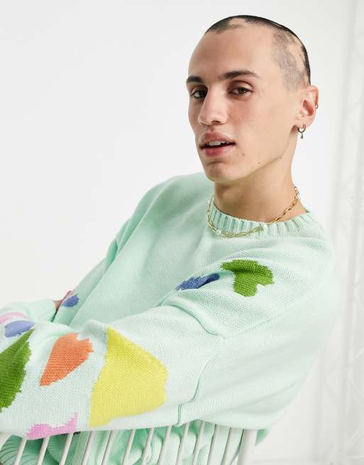 ASOS DESIGN Care Bear sweater in mint green