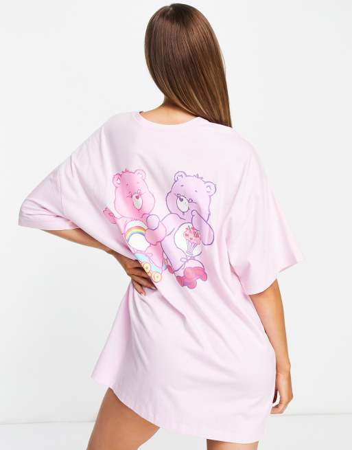 ASOS DESIGN Care Bears dancing reversible sleep tee in pink lilac