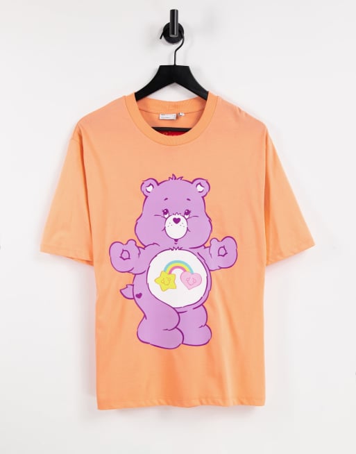 ASOS DESIGN – Care Bears – Korallrosa t-shirt i oversize med tryck