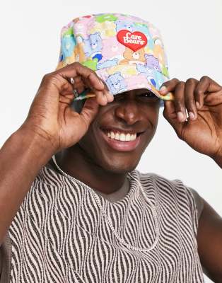 Asos Design Care Bears Reversible Bucket Hat In All Over Print-multi In Multi