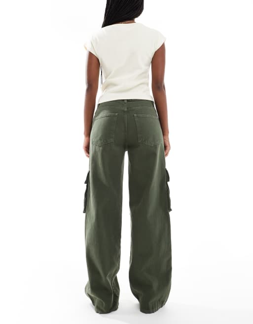 ASOS DESIGN cargo barrel jeans in khaki