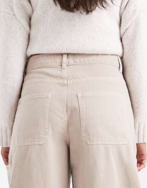 ASOS DESIGN cargo barrel jeans in neutral