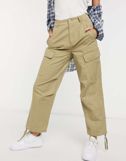 ASOS DESIGN - Cargo broek met utility zakken in stone