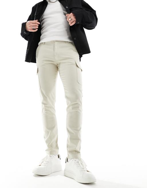 ASOS DESIGN – Cargo-Hose mit engem Schnitt in Stein