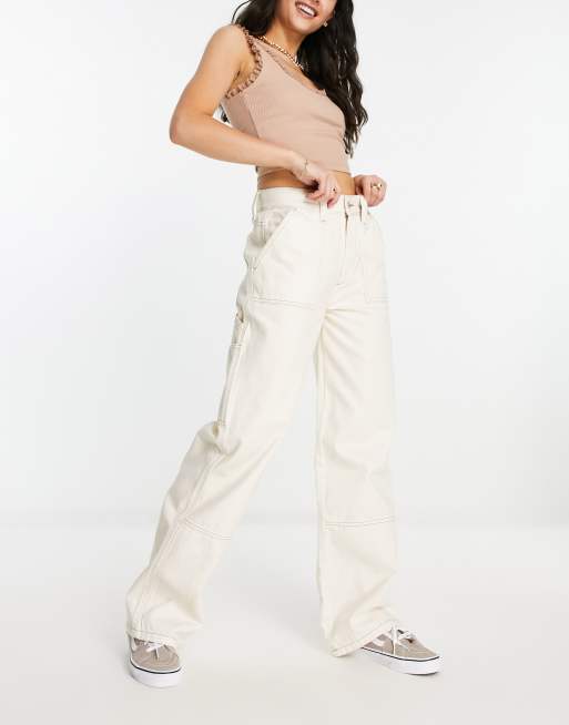 Buy Off Duty White Street Style Pocket High Waist Cargo Jeans online