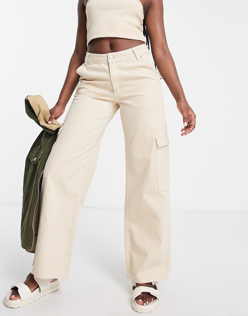 Asos Design Hourglass Cargo Jeans In Stone-neutral
