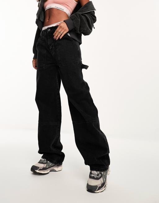 Denim Cargo Pants - Black/washed - Ladies