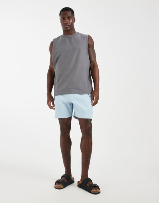 ASOS DESIGN cargo jersey shorts in light blue, 3 of 5