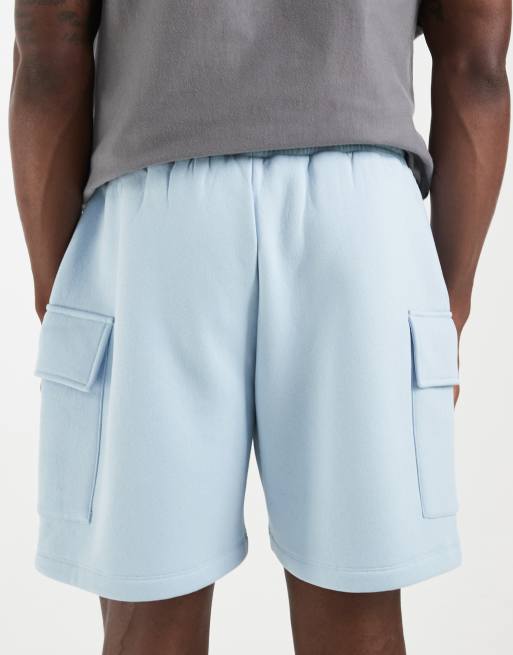 ASOS DESIGN cargo jersey shorts in light blue, 4 of 5