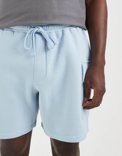 ASOS DESIGN cargo jersey shorts in light blue, 5 of 5