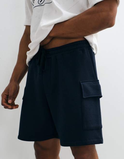 ASOS DESIGN cargo jersey shorts in navy, 3 of 9