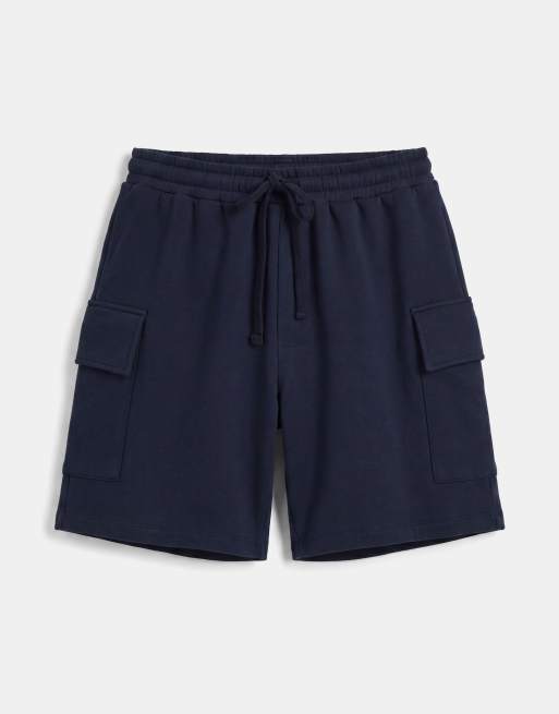 ASOS DESIGN cargo jersey shorts in navy, 6 of 9