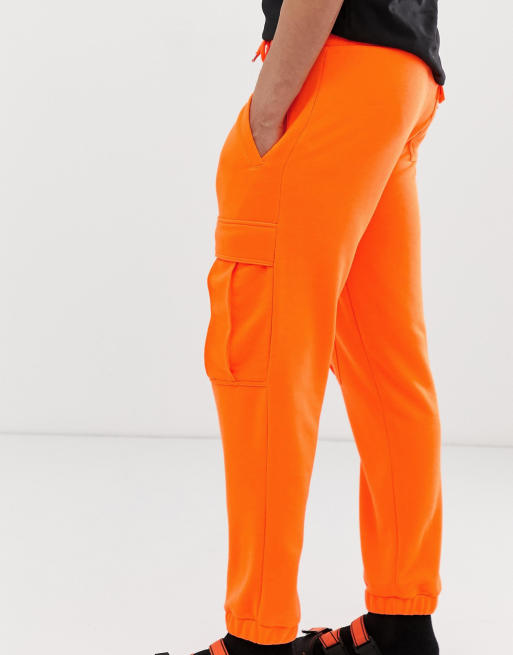 Orange cargo 2024 jogger pants