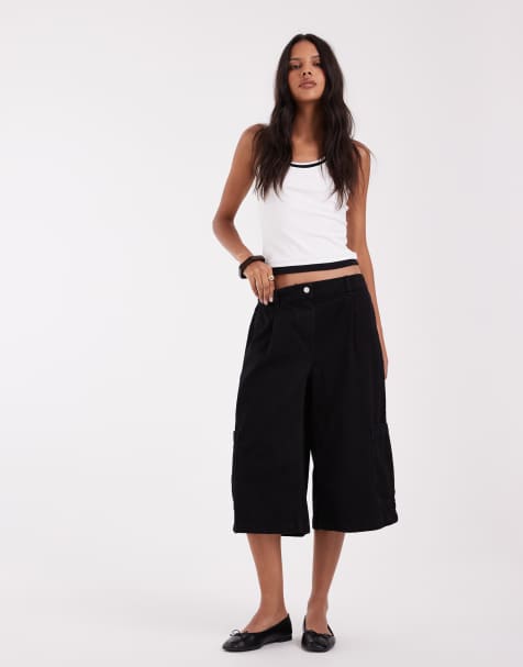 ASOS DESIGN cargo jort in black - view 1