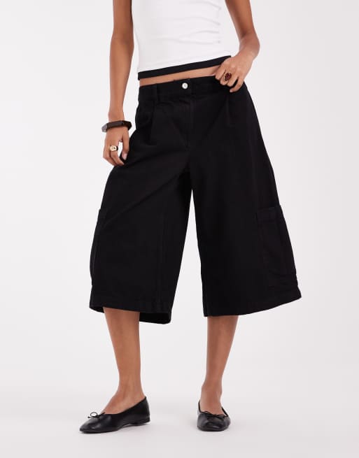 ASOS DESIGN cargo jort in black, 5 of 5