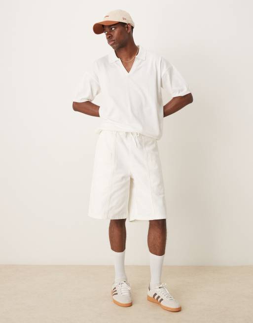 ASOS DESIGN – Cargo-Jorts in Raw Ecru mit Kordelzug