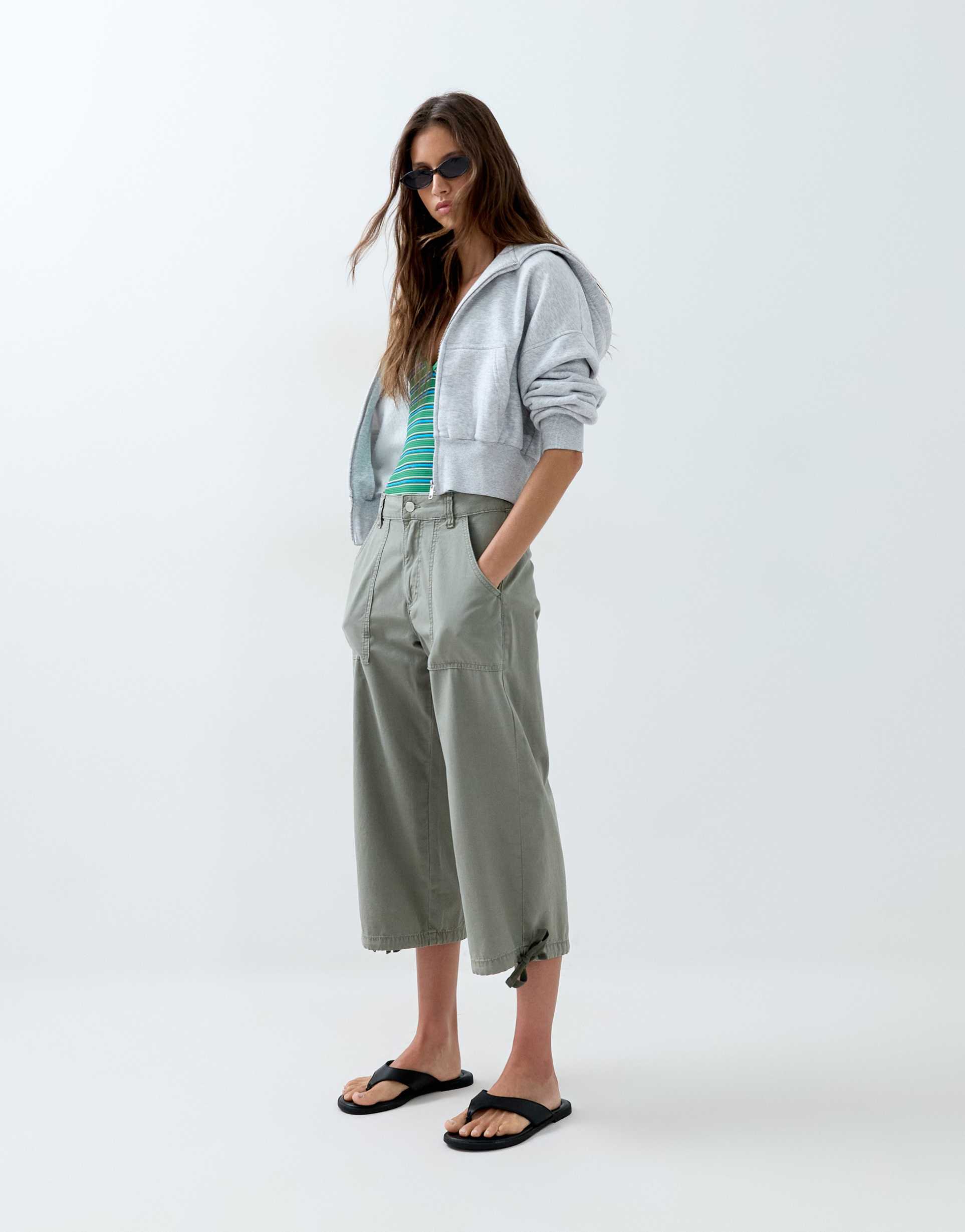asos design cargo longer shorts with pocket and tie detail in khaki
