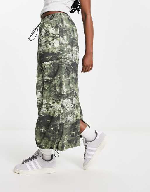 ASOS DESIGN cargo midi skirt in camo